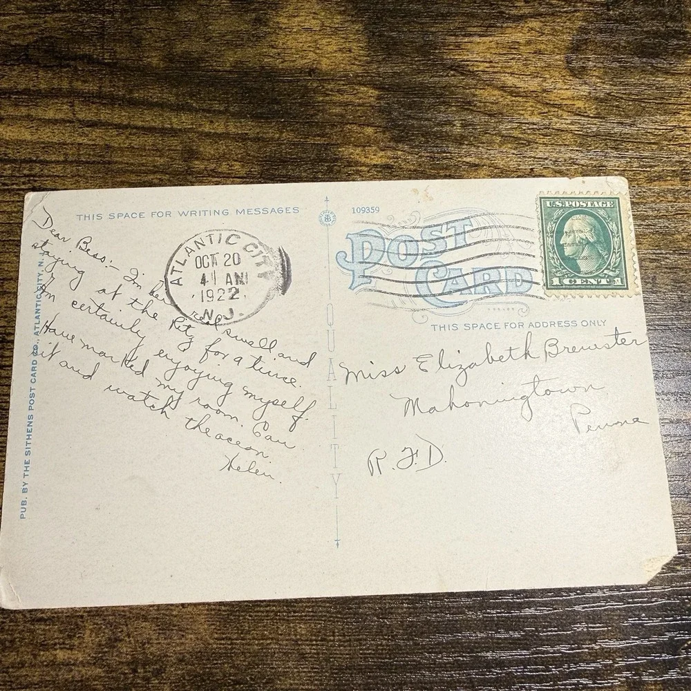 VTG Postcard Ritz‎ Carlton Hotel Atlantic City NJ Beach Boardwalk Circa 1922